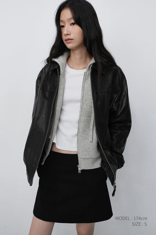 UNISEX HOODED KNIT CARDIGAN LIGHT MELANGE GREY