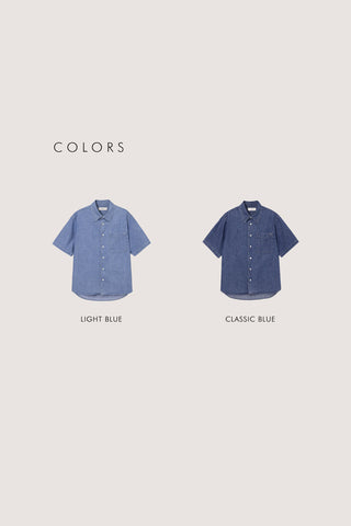 UNISEX LINEN DENIM SHIRT LIGHT BLUE