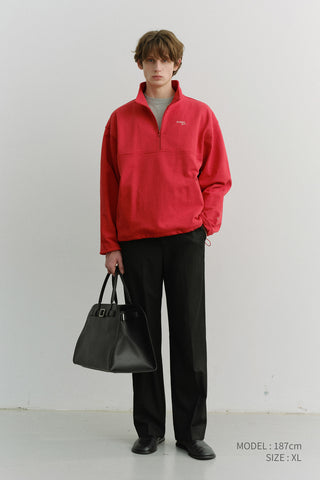 UNISEX RELAXED HALF ZIP-UP SWEATSHIRT RED