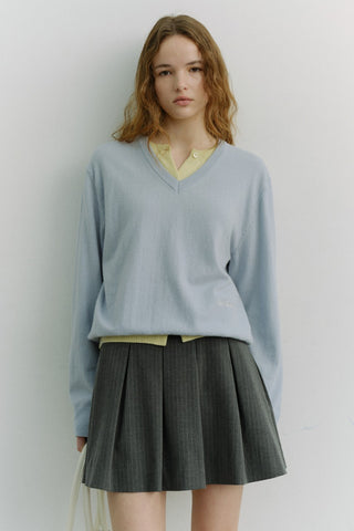 PLEATS MINI SKIRT GREY STRIPE