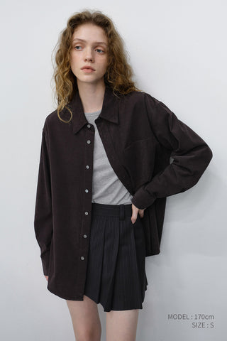 UNISEX CORDUROY SHIRT DARK BROWN