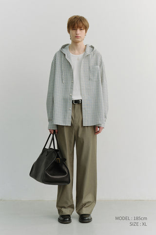 UNISEX CLASSIC HOODED SHIRT CREAM CHECK