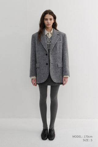 UNISEX ALPACA BLAZER COAT MELANGE GREY