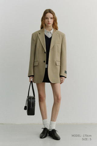 UNISEX OVERSIZED WOOL BLAZER CAMEL BEIGE
