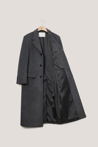 UNISEX 2-WAY 3 BUTTON CASHMERE COAT CHARCOAL GREY