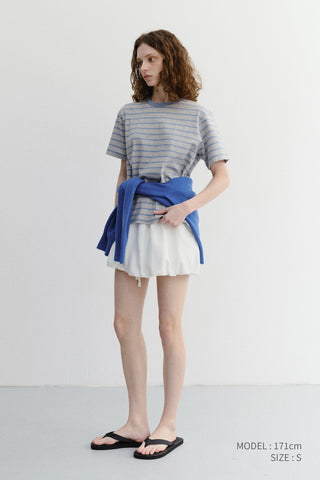 UNISEX STRIPED T-SHIRT MELANGE GREY BLUE