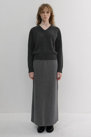 FLEECE MAXI SKIRT CHARCOAL GREY