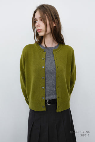 UNISEX CREWNECK KNIT CARDIGAN OLIVE GREEN