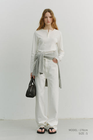 UNISEX HENLEY-NECK T-SHIRT OFF WHITE