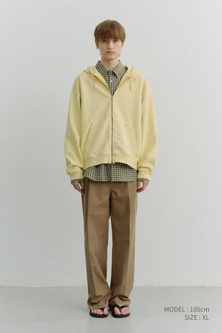 UNISEX GARMENT DYED ZIP-UP HOODIE VANILLA BUTTER