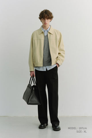 UNISEX ALTER-SUEDE COLLARED BLOUSON CREAM