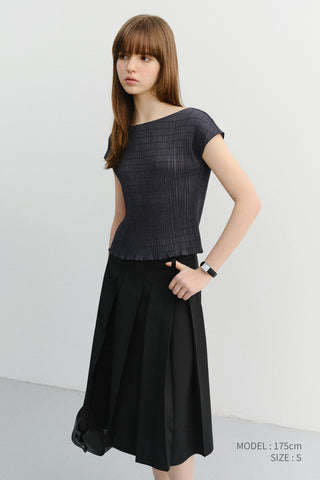PLEATS BLOUSE CHARCOAL GREY