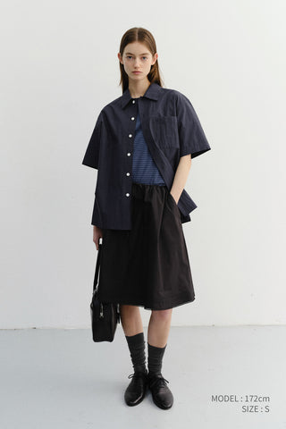 UNISEX OPEN COLLARED SHIRT NAVY