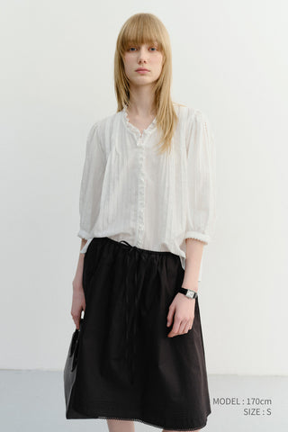 LACED MIDI FULL SKIRT BLACK