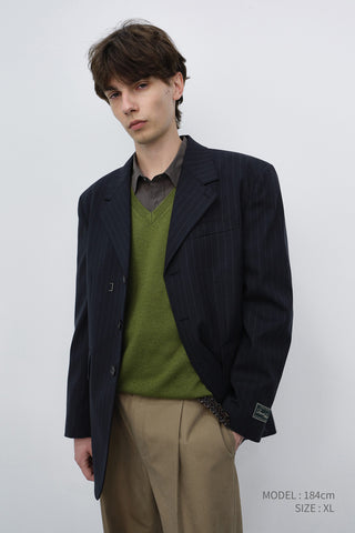 UNISEX CASHMERE V-NECK SWEATER OLIVE GREEN