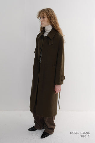 UNISEX BELTED CASHMERE MAC COAT MOCHA BROWN