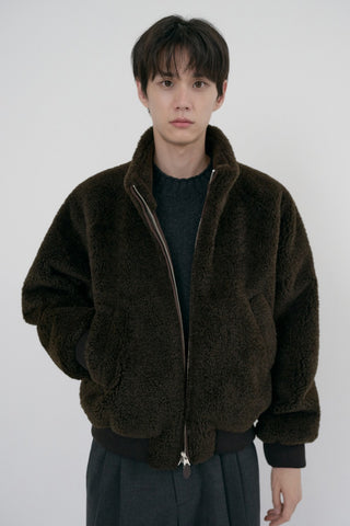 UNISEX BOA FLEECE BLOUSON DARK BROWN