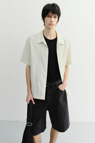 UNISEX HOLIDAY STRIPED SHIRT CREAM STRIPE