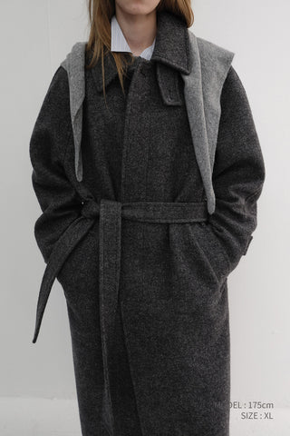 UNISEX RELAXED BALMACAAN COAT CHARCOAL GREY