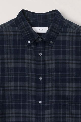 UNISEX CHECKED FLANNEL BD SHIRT DARK NAVY