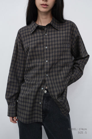 UNISEX CHECKED FLANNEL SHIRT KHAKI