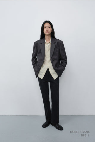ESSENTIAL 2 BUTTON WOOL BLAZER MELANGE GREY