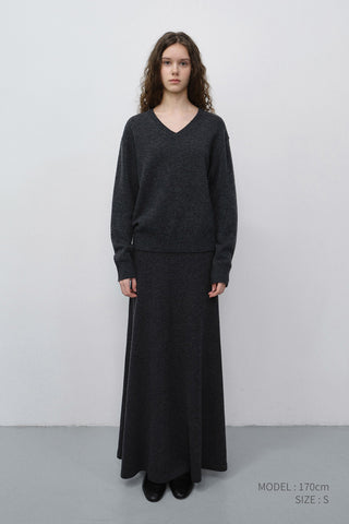 UNISEX CASHMERE V-NECK SWEATER CHARCOAL GREY