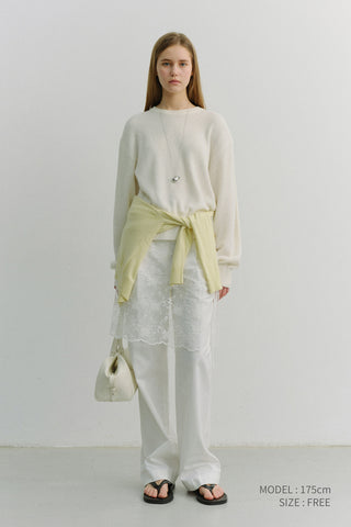 NEEDLEWORK LAYERING SKIRT WHITE