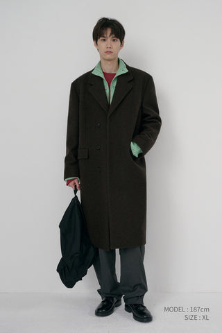 UNISEX BOXY TAILORED COAT DEEP BROWN