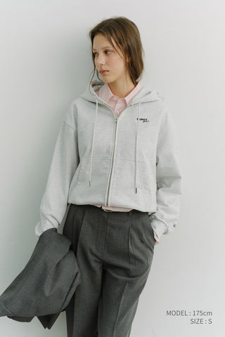 UNISEX CROPPED ZIP-UP HOODIE LIGHT MELANGE GREY