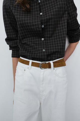D-BUCKLE SUEDE BELT CAMEL