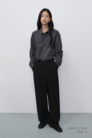 UNISEX REFINED COTTON SHIRT WASHED BLACK