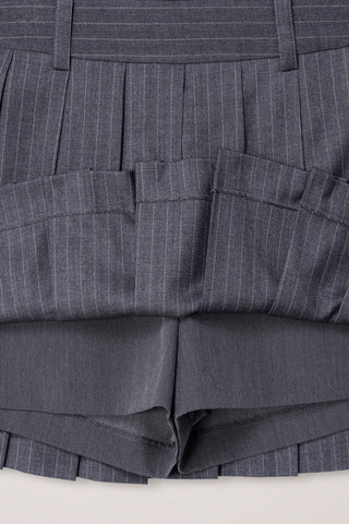 PLEATS MINI STRIPED SKIRT GREY STRIPE