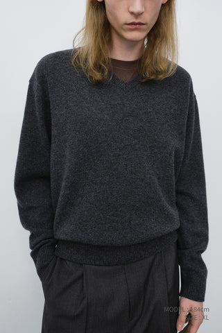 UNISEX CASHMERE V-NECK SWEATER CHARCOAL GREY