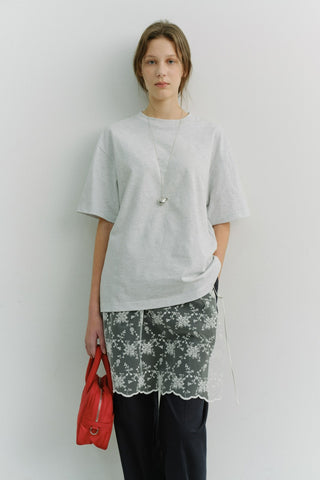 UNISEX LOOSE T-SHIRT LIGHT MELANGE GREY