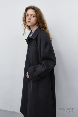 UNISEX H-LINE WOOL MAC COAT CHARCOAL GREY