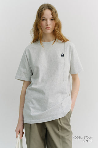 UNISEX LOGO CREASE T-SHIRT LIGHT MELANGE GREY