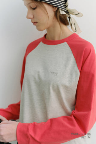 UNISEX RAGLAN T-SHIRT RED OATMEAL MELANGE