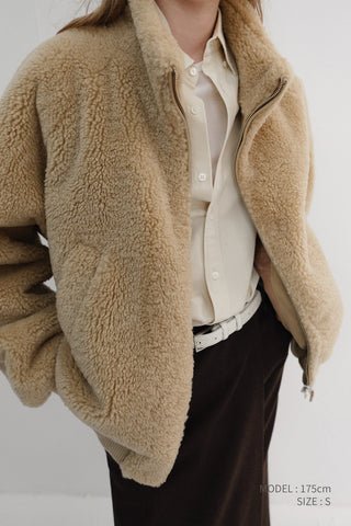 UNISEX BOA FLEECE BLOUSON CAMEL BEIGE