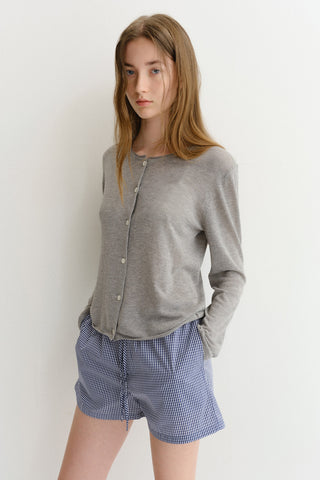 SUMMER ESSENTIAL CREWNECK CARDIGAN MELANGE GREY