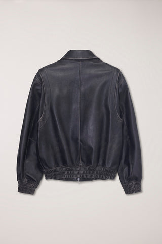 UNISEX REFINED LEATHER BLOUSON BRUSHED BLACK