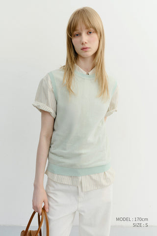 UNISEX SHEER LAYERING KNIT VEST MINT