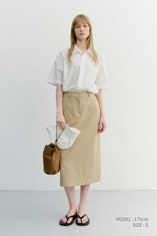 H-LINE COTTON LONG SKIRT BEIGE