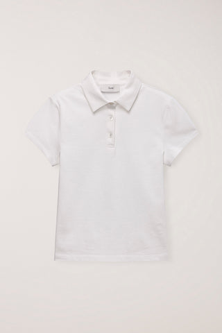 CROPPED SLIM COLLARED T-SHIRT WHITE