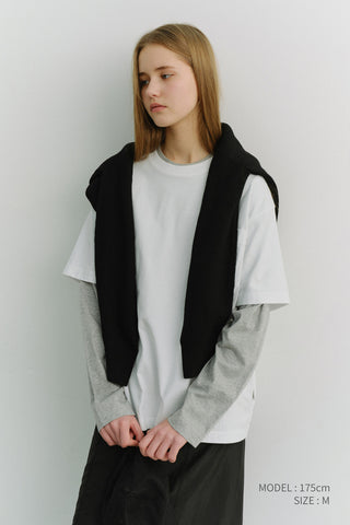 UNISEX LAYERED SET-UP T-SHIRT OFF WHITE MELANGE GREY