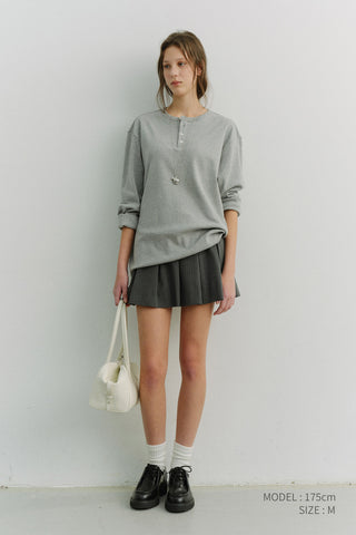 UNISEX HENLEY-NECK T-SHIRT MELANGE GREY