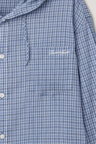 UNISEX CLASSIC HOODED SHIRT SOFT BLUE CHECK