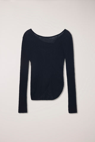 2-WAY SHIRRING KNIT TOP BLACK