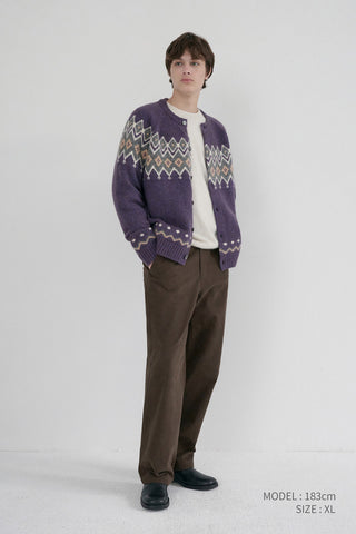 UNISEX CHUNKY PATTERN CARDIGAN PURPLE