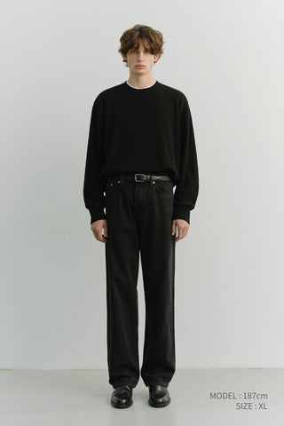UNISEX BUTTONED CREWNECK SWEATER BLACK